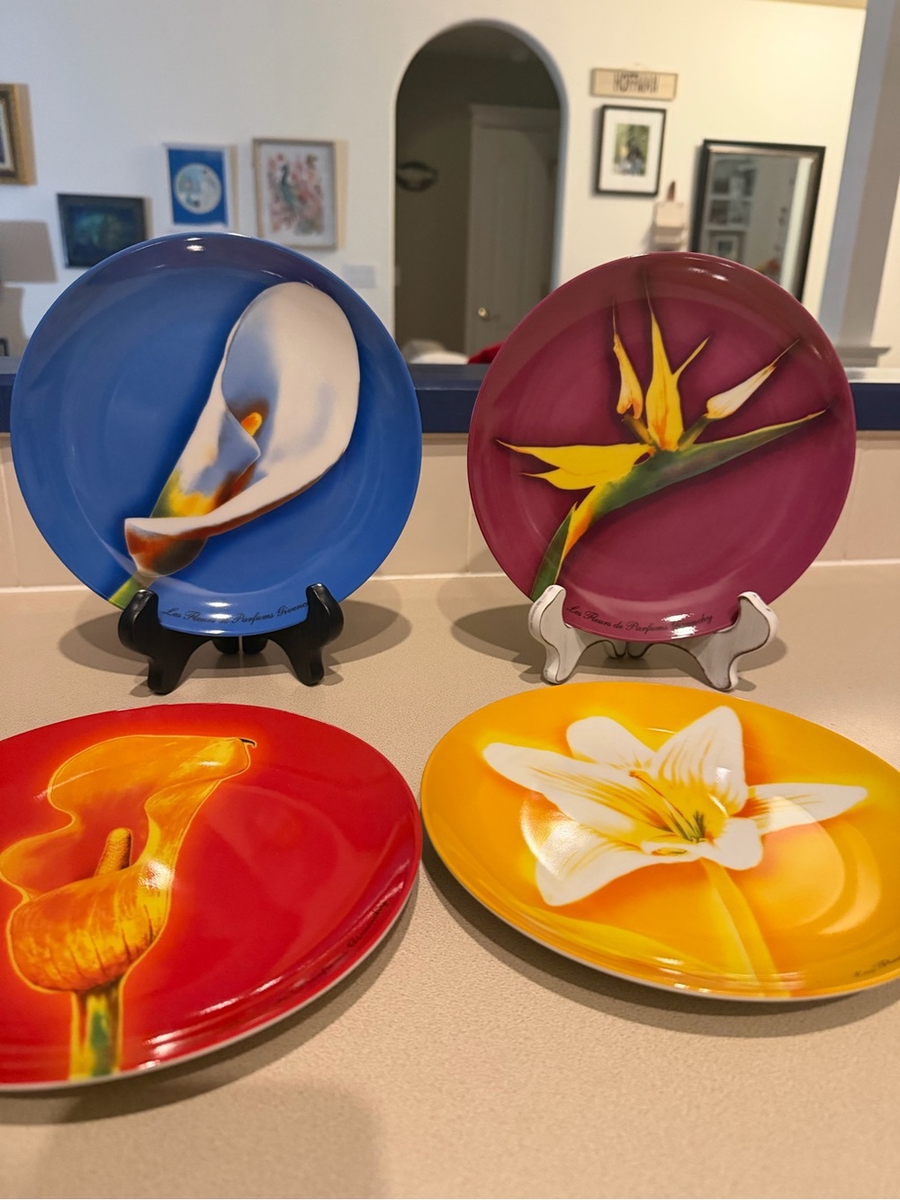 Givenchy Floral Decorative Plates Set - Blue, Purple, Red, Yellow